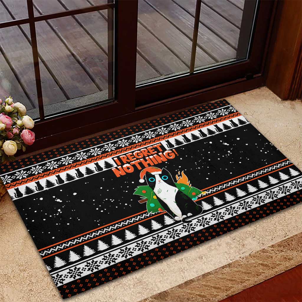 I Regret Nothing Cat Christmas Christmas Rubber Doormat Xmas Holiday Patterns - Wonder Print Shop