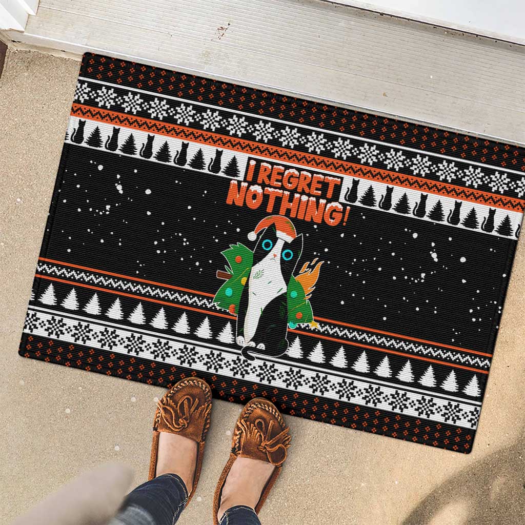 I Regret Nothing Cat Christmas Christmas Rubber Doormat Xmas Holiday Patterns - Wonder Print Shop
