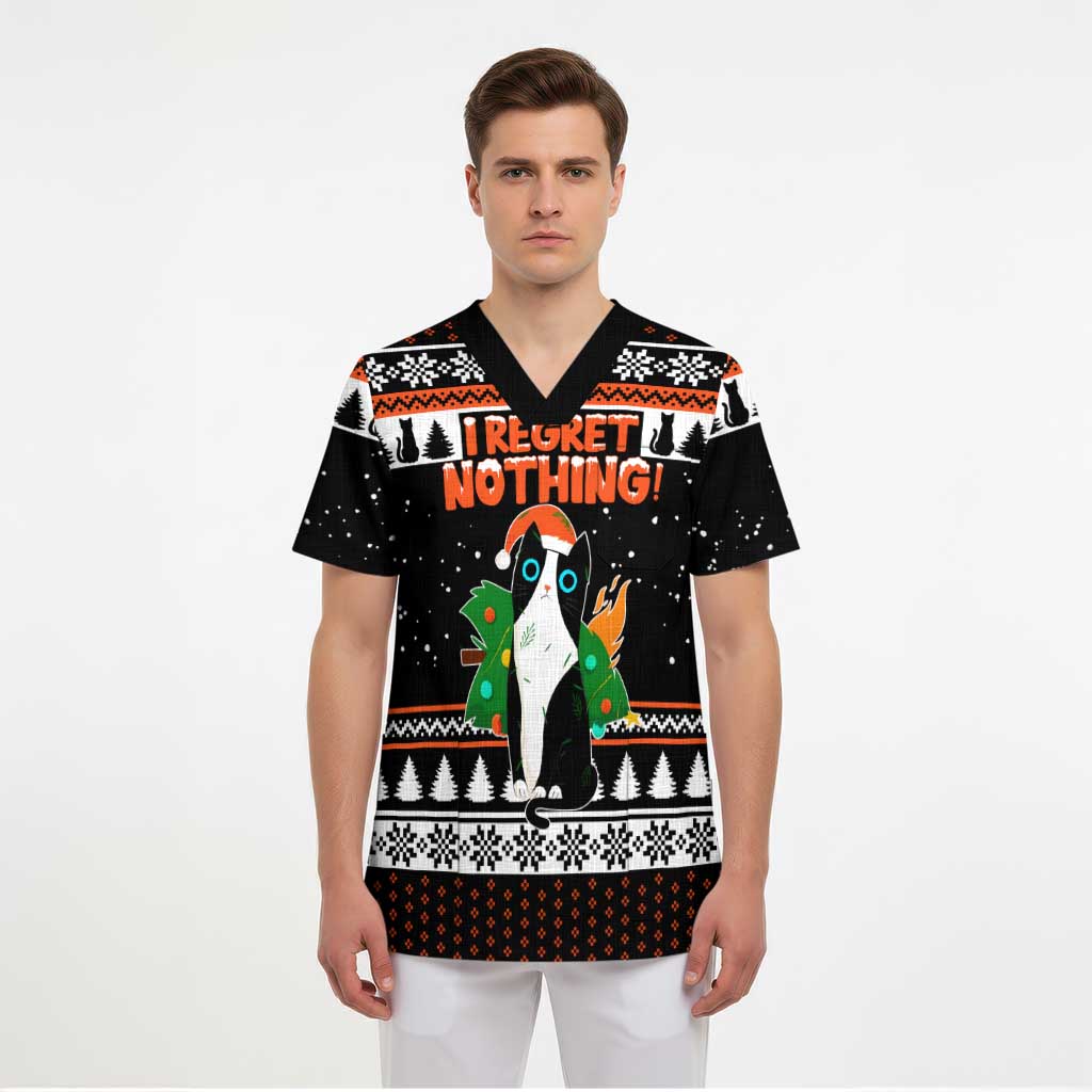 I Regret Nothing Cat Christmas Christmas Scrub Top Xmas Holiday Patterns - Wonder Print Shop