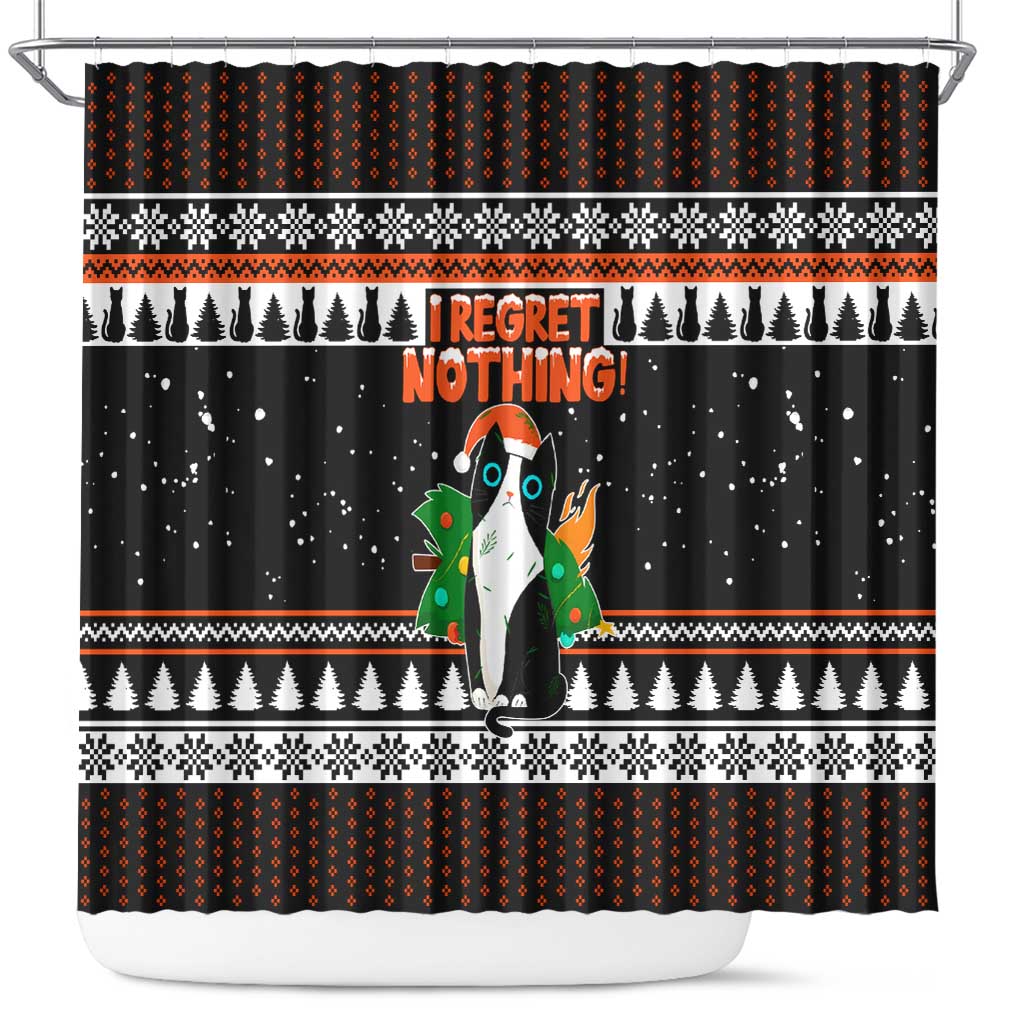 I Regret Nothing Cat Christmas Christmas Shower Curtain Xmas Holiday Patterns - Wonder Print Shop