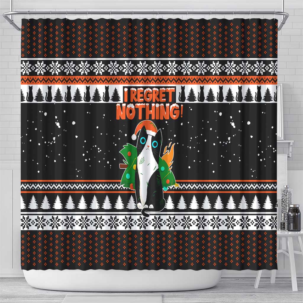 I Regret Nothing Cat Christmas Christmas Shower Curtain Xmas Holiday Patterns - Wonder Print Shop