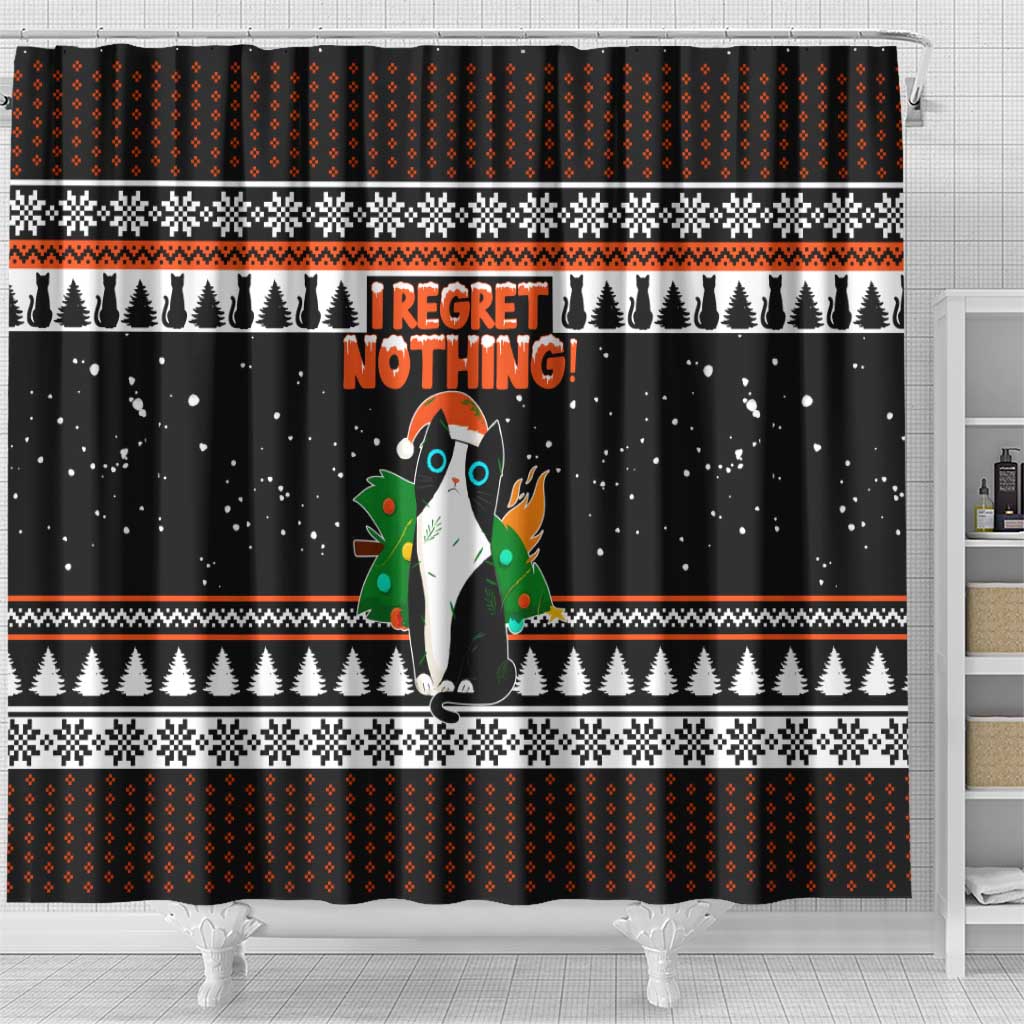 I Regret Nothing Cat Christmas Christmas Shower Curtain Xmas Holiday Patterns - Wonder Print Shop