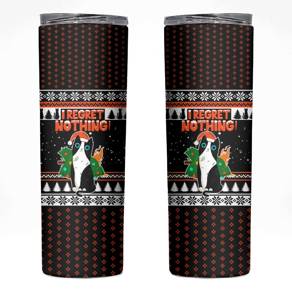 I Regret Nothing Cat Christmas Christmas Skinny Tumbler Xmas Holiday Patterns - Wonder Print Shop
