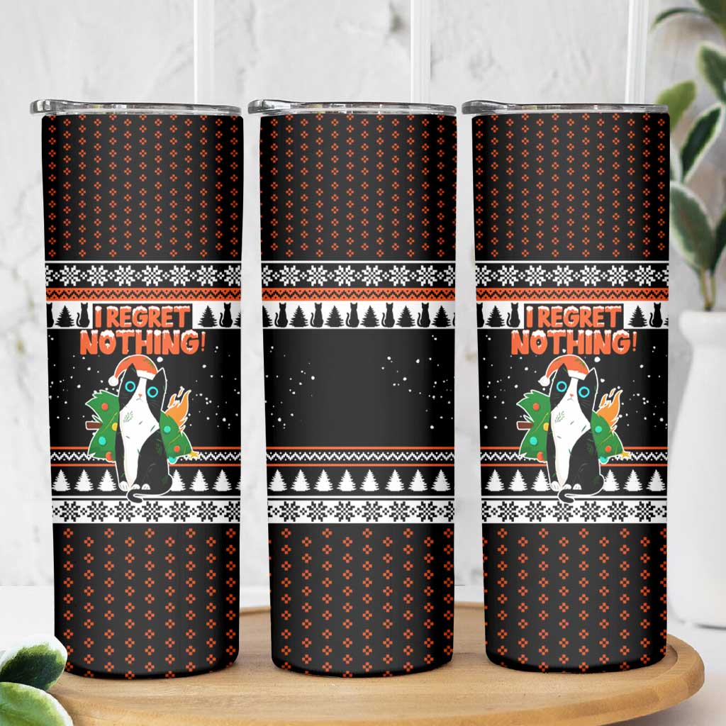 I Regret Nothing Cat Christmas Christmas Skinny Tumbler Xmas Holiday Patterns - Wonder Print Shop