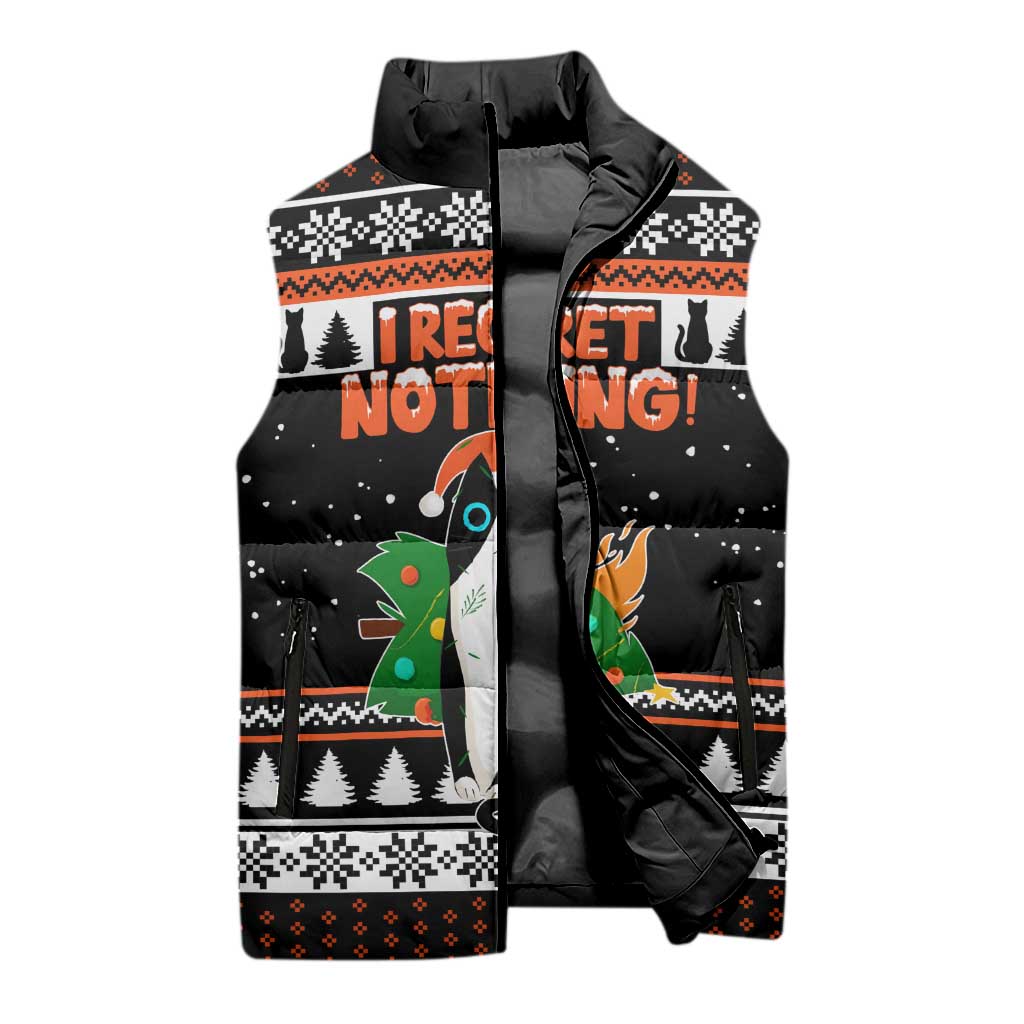 I Regret Nothing Cat Christmas Christmas Sleeveless Puffer Jacket Xmas Holiday Patterns - Wonder Print Shop