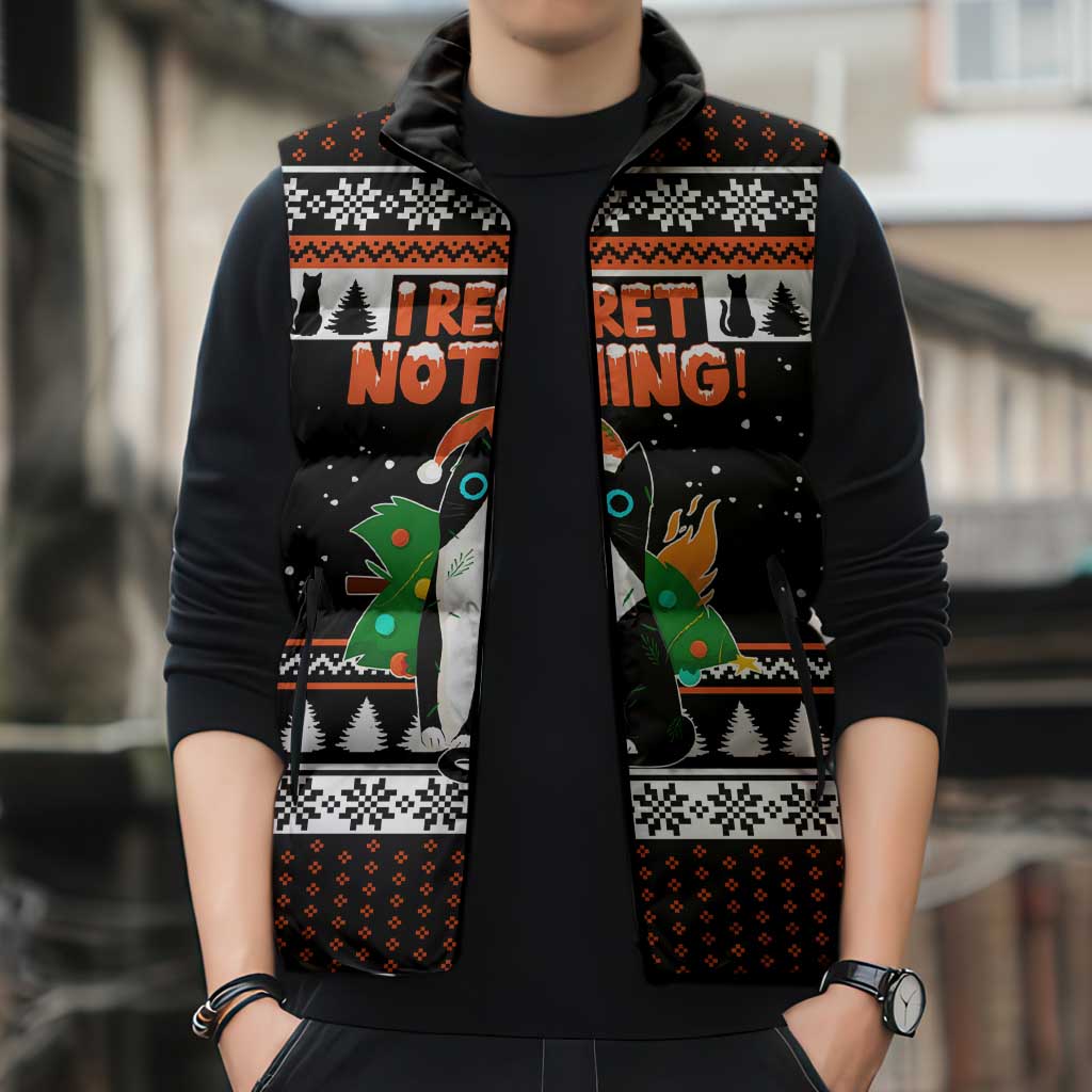 I Regret Nothing Cat Christmas Christmas Sleeveless Puffer Jacket Xmas Holiday Patterns - Wonder Print Shop