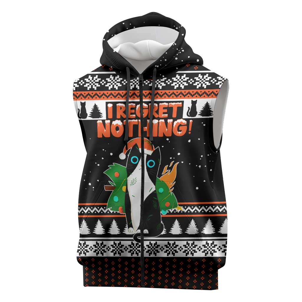 I Regret Nothing Cat Christmas Christmas Sleeveless Zip Hoodie Xmas Holiday Patterns - Wonder Print Shop