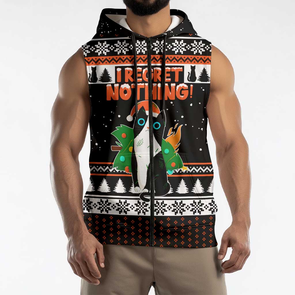 I Regret Nothing Cat Christmas Christmas Sleeveless Zip Hoodie Xmas Holiday Patterns - Wonder Print Shop