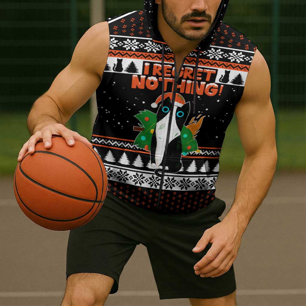 I Regret Nothing Cat Christmas Christmas Sleeveless Zip Hoodie Xmas Holiday Patterns - Wonder Print Shop