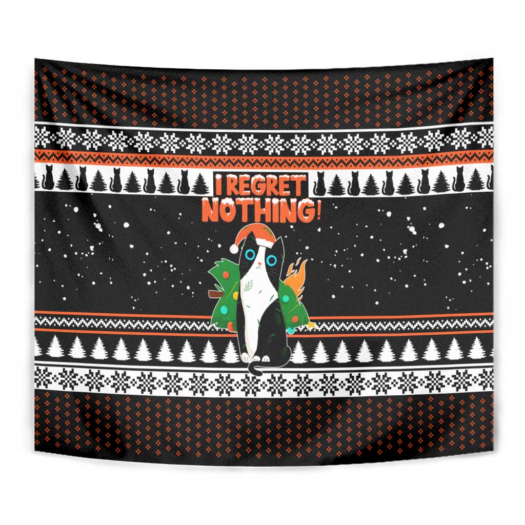 I Regret Nothing Cat Christmas Christmas Tapestry Xmas Holiday Patterns - Wonder Print Shop