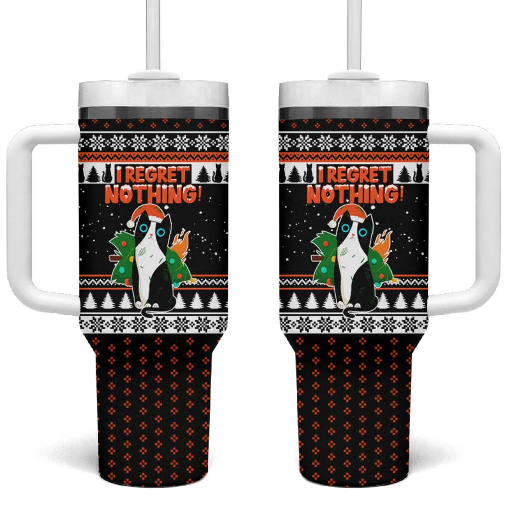 I Regret Nothing Cat Christmas Christmas Tumbler With Handle Xmas Holiday Patterns - Wonder Print Shop