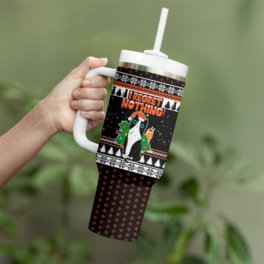 I Regret Nothing Cat Christmas Christmas Tumbler With Handle Xmas Holiday Patterns - Wonder Print Shop