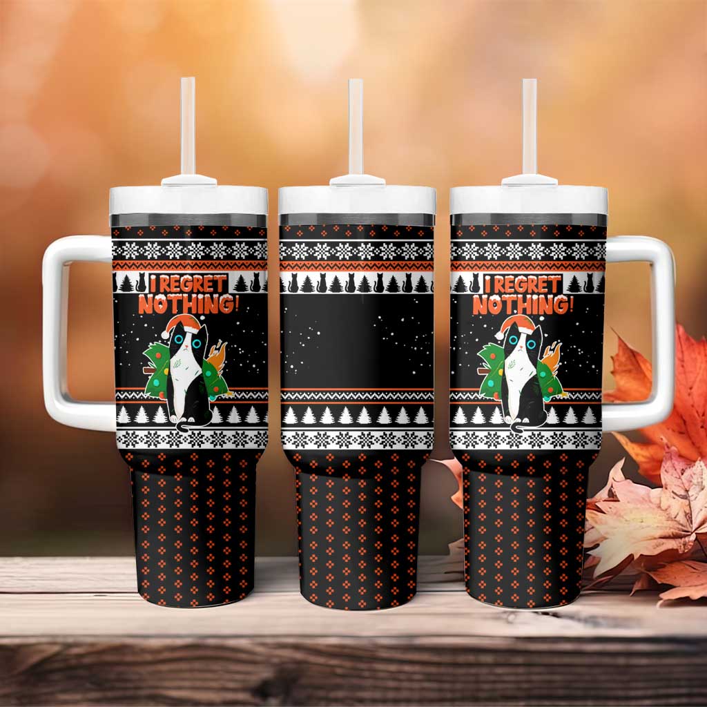 I Regret Nothing Cat Christmas Christmas Tumbler With Handle Xmas Holiday Patterns - Wonder Print Shop