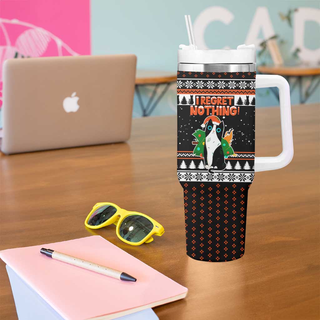 I Regret Nothing Cat Christmas Christmas Tumbler With Handle Xmas Holiday Patterns - Wonder Print Shop
