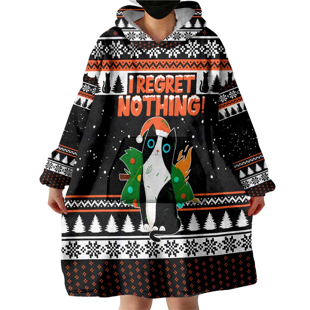 I Regret Nothing Cat Christmas Christmas Wearable Blanket Hoodie Xmas Holiday Patterns - Wonder Print Shop