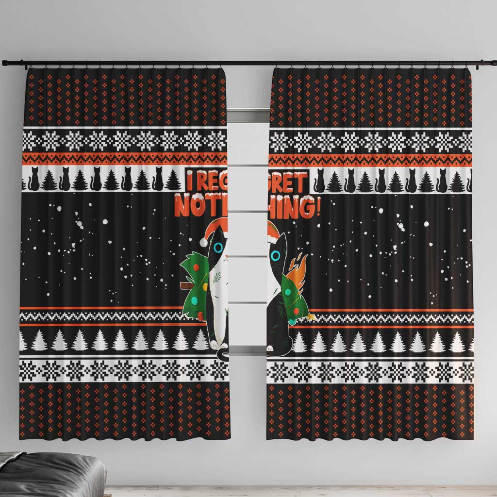 I Regret Nothing Cat Christmas Christmas Window Curtain Xmas Holiday Patterns - Wonder Print Shop