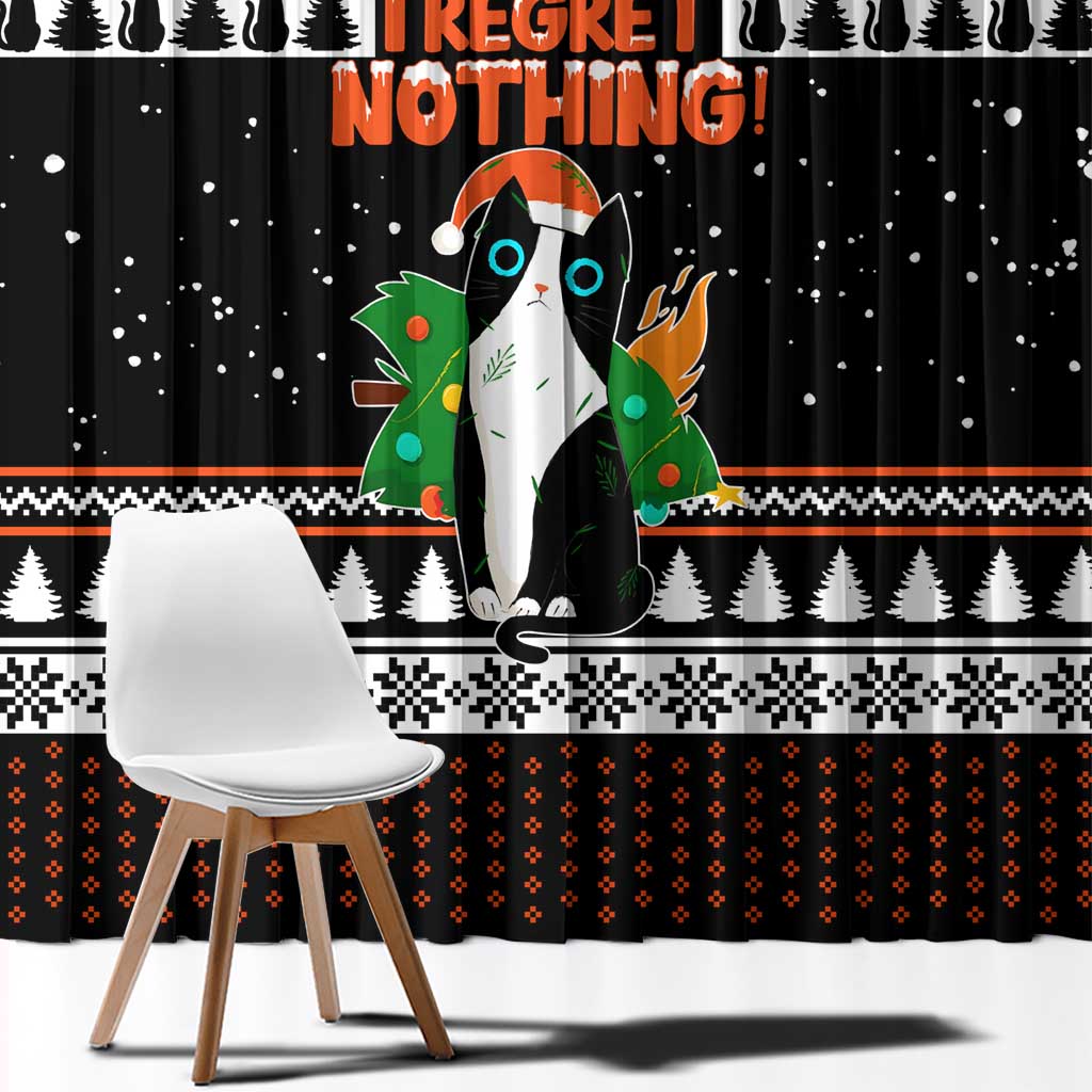 I Regret Nothing Cat Christmas Christmas Window Curtain Xmas Holiday Patterns - Wonder Print Shop