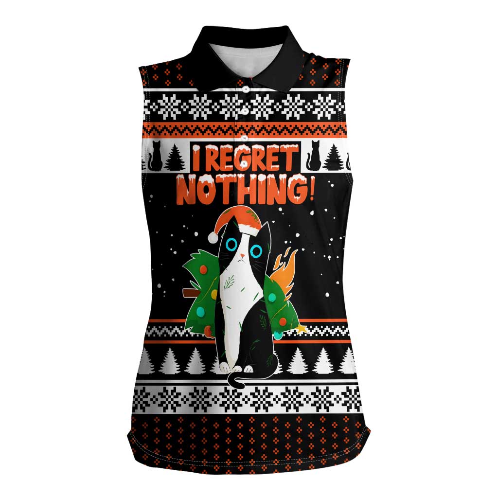 I Regret Nothing Cat Christmas Christmas Women Sleeveless Polo Shirt Xmas Holiday Patterns - Wonder Print Shop