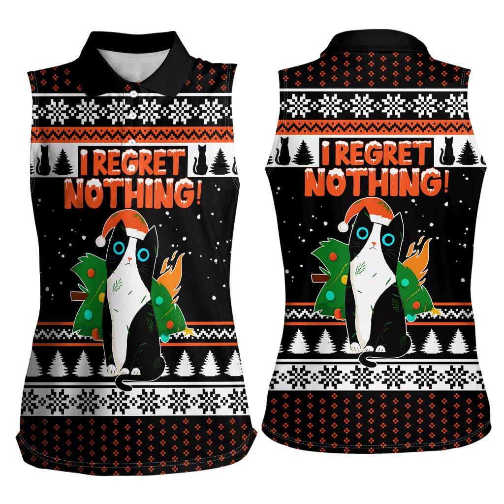 I Regret Nothing Cat Christmas Christmas Women Sleeveless Polo Shirt Xmas Holiday Patterns - Wonder Print Shop