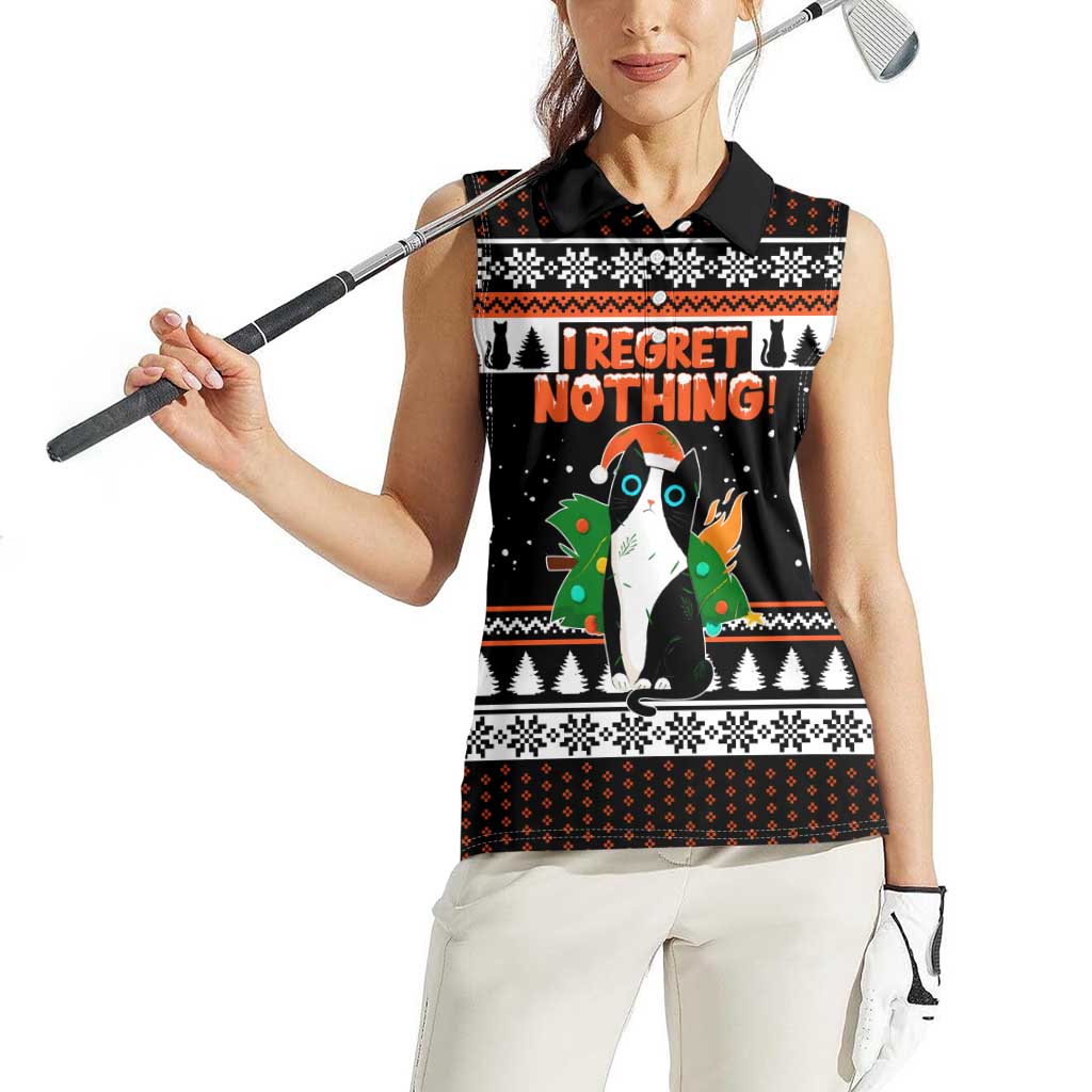 I Regret Nothing Cat Christmas Christmas Women Sleeveless Polo Shirt Xmas Holiday Patterns - Wonder Print Shop