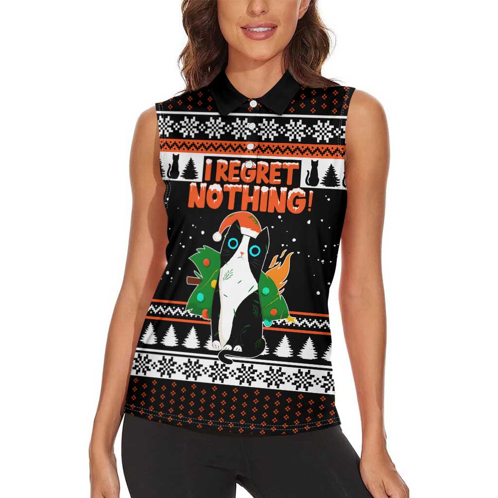 I Regret Nothing Cat Christmas Christmas Women Sleeveless Polo Shirt Xmas Holiday Patterns - Wonder Print Shop