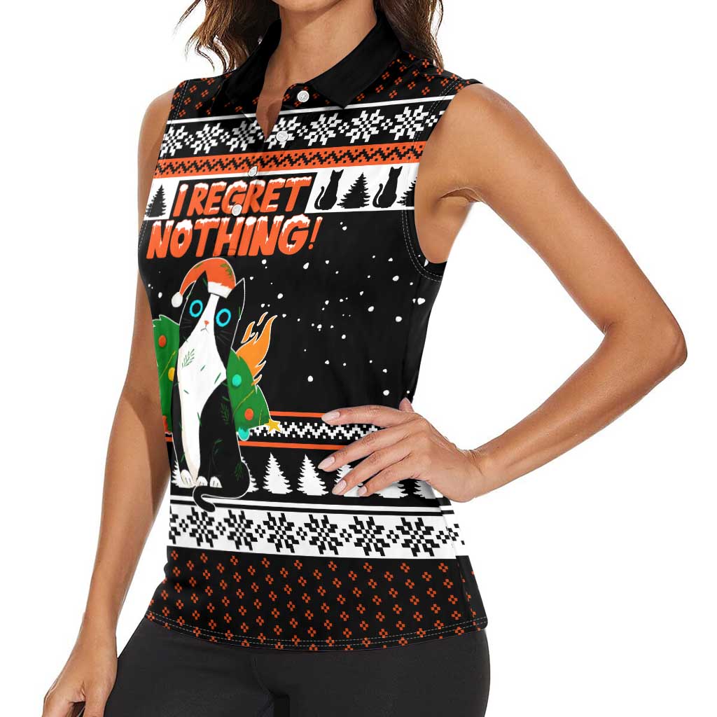 I Regret Nothing Cat Christmas Christmas Women Sleeveless Polo Shirt Xmas Holiday Patterns - Wonder Print Shop
