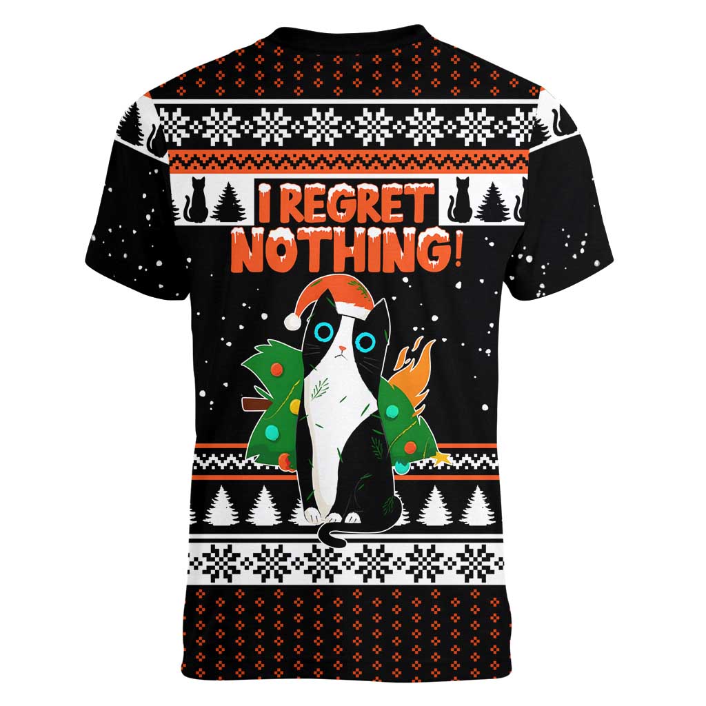 I Regret Nothing Cat Christmas Christmas Women V-Neck T-Shirt Xmas Holiday Patterns - Wonder Print Shop