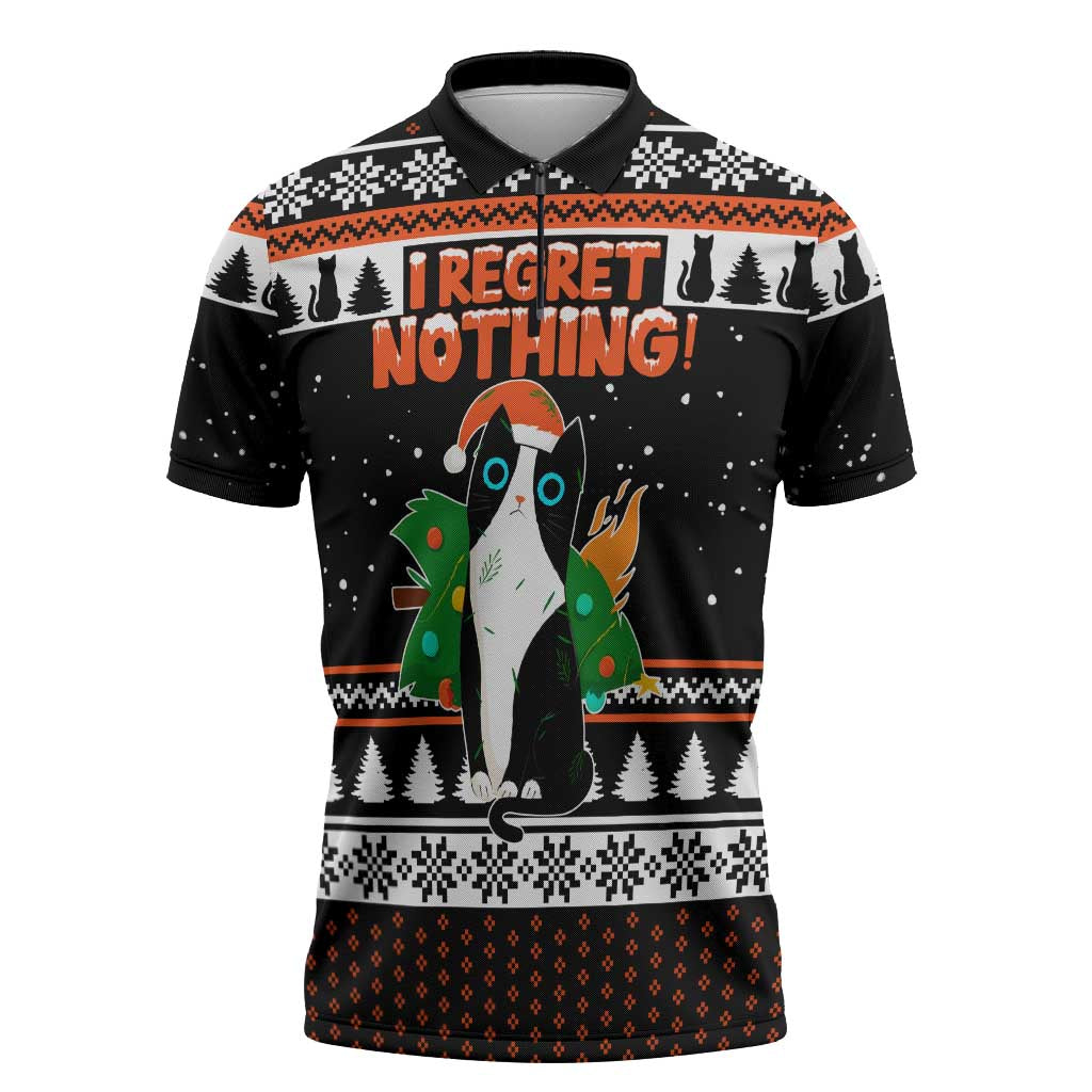 I Regret Nothing Cat Christmas Christmas Zipper Polo Shirt Xmas Holiday Patterns - Wonder Print Shop