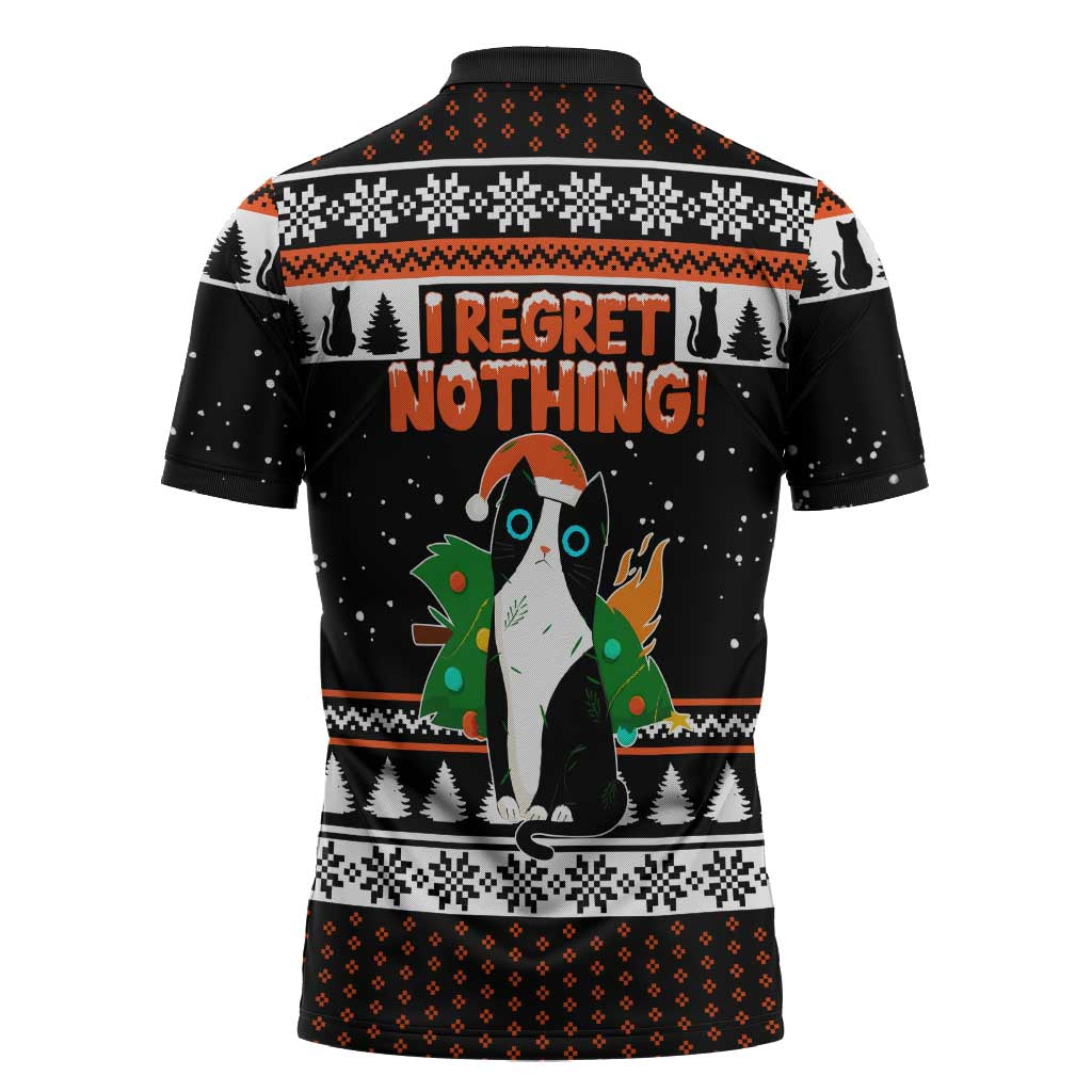 I Regret Nothing Cat Christmas Christmas Zipper Polo Shirt Xmas Holiday Patterns - Wonder Print Shop