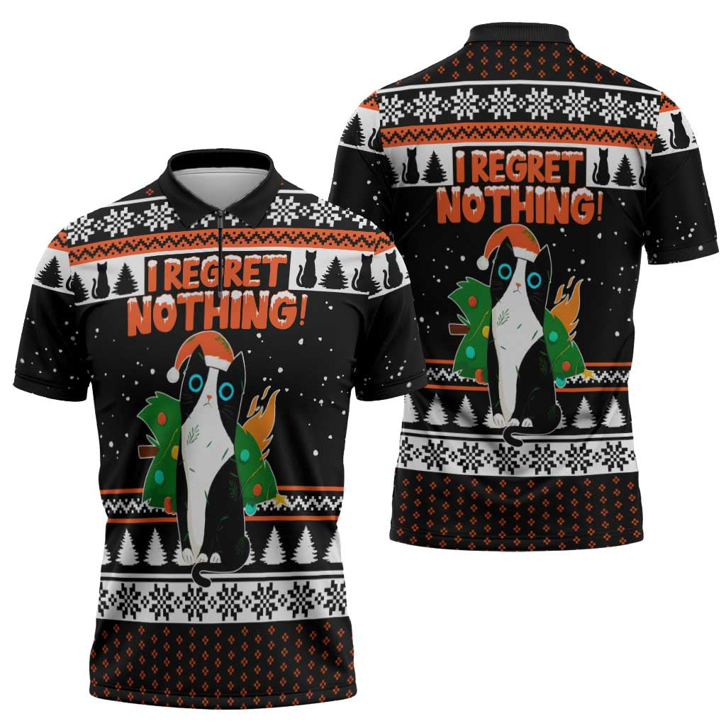 I Regret Nothing Cat Christmas Christmas Zipper Polo Shirt Xmas Holiday Patterns - Wonder Print Shop