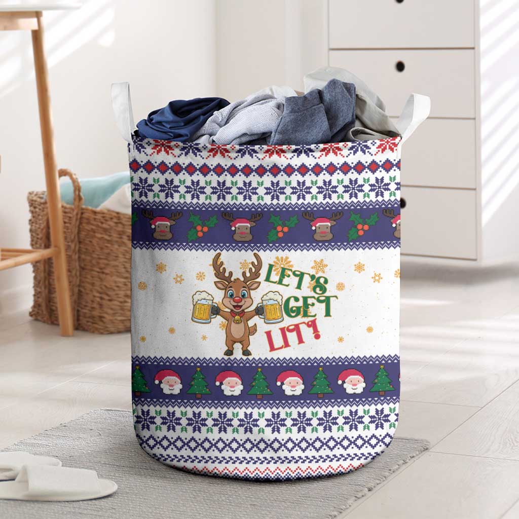 Reindeer Beer Christmas Laundry Basket Xmas Holiday Patterns - Wonder Print Shop