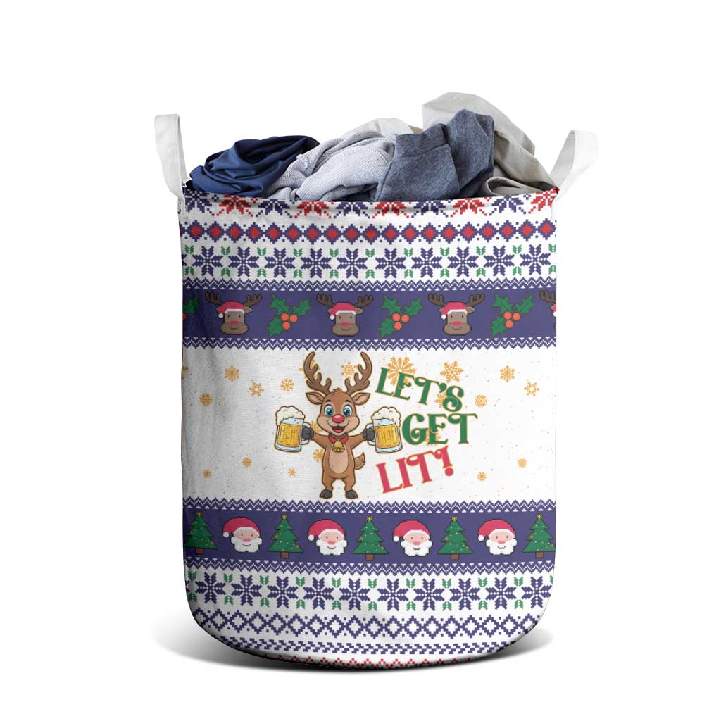 Reindeer Beer Christmas Laundry Basket Xmas Holiday Patterns - Wonder Print Shop