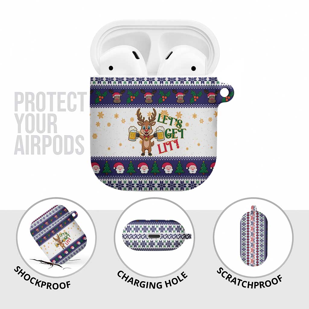 Reindeer Beer Christmas AirPods Case Xmas Holiday Patterns - Wonder Print Shop