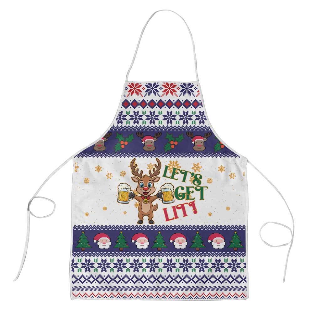 Reindeer Beer Christmas Apron Xmas Holiday Patterns - Wonder Print Shop