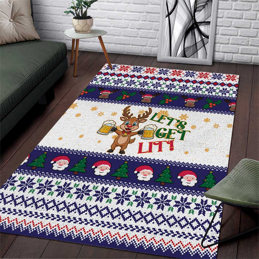 Reindeer Beer Christmas Area Rug Xmas Holiday Patterns - Wonder Print Shop
