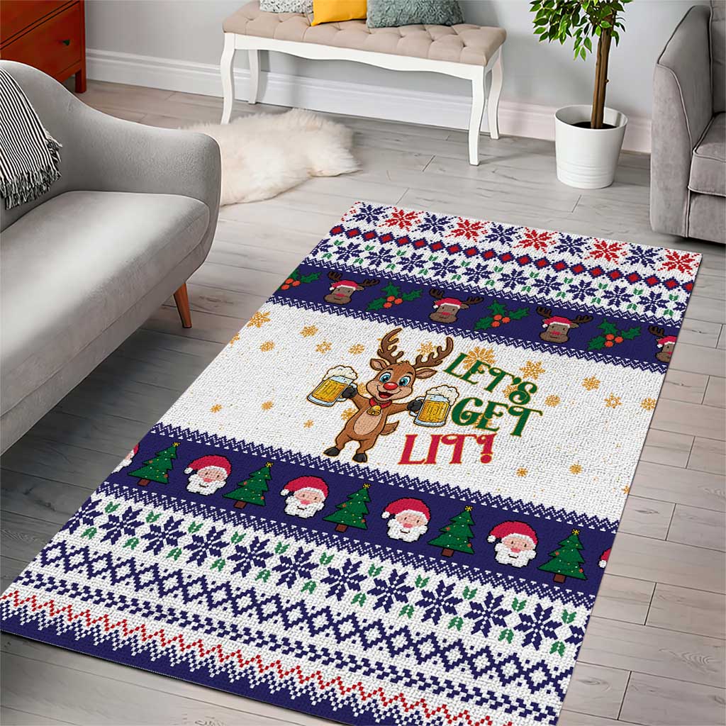 Reindeer Beer Christmas Area Rug Xmas Holiday Patterns - Wonder Print Shop