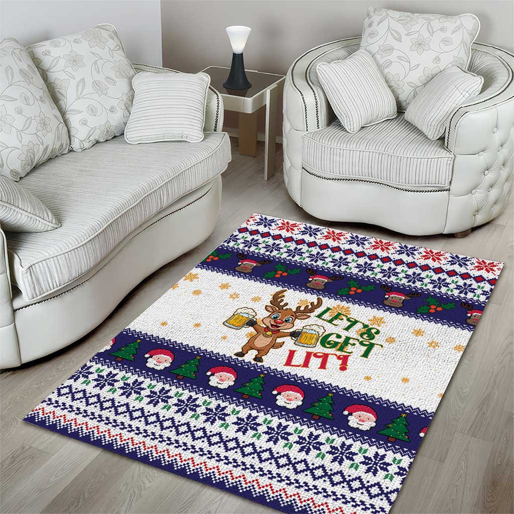 Reindeer Beer Christmas Area Rug Xmas Holiday Patterns - Wonder Print Shop