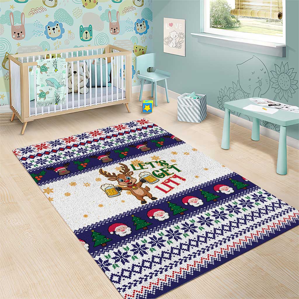 Reindeer Beer Christmas Area Rug Xmas Holiday Patterns - Wonder Print Shop