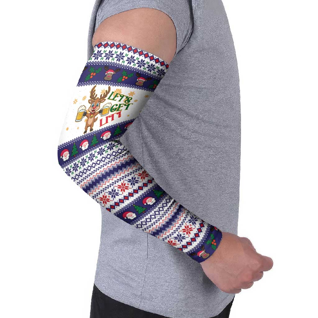 Reindeer Beer Christmas Arm Sleeves Xmas Holiday Patterns - Wonder Print Shop