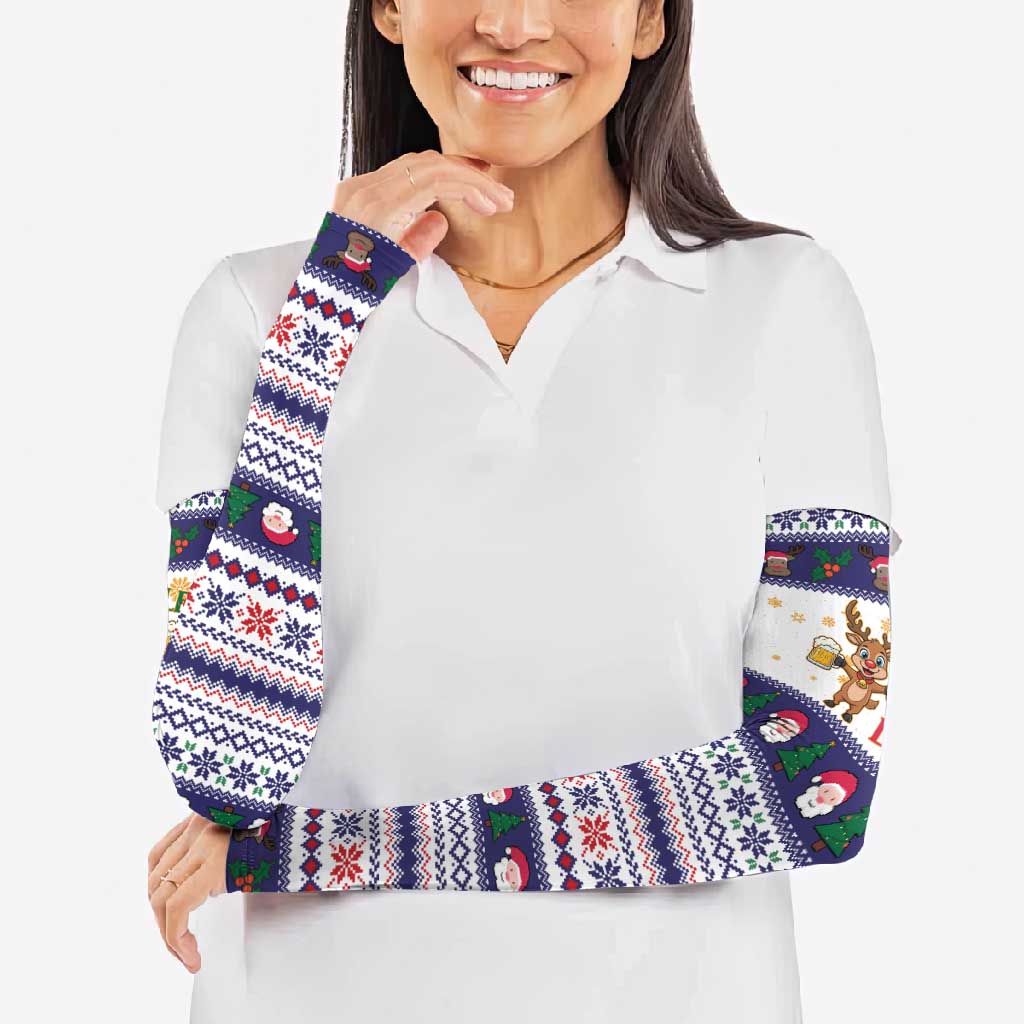 Reindeer Beer Christmas Arm Sleeves Xmas Holiday Patterns - Wonder Print Shop