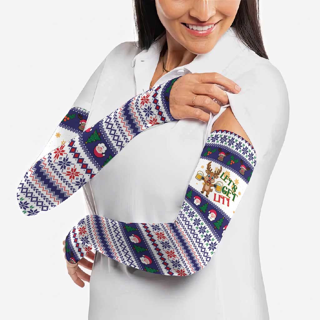 Reindeer Beer Christmas Arm Sleeves Xmas Holiday Patterns - Wonder Print Shop