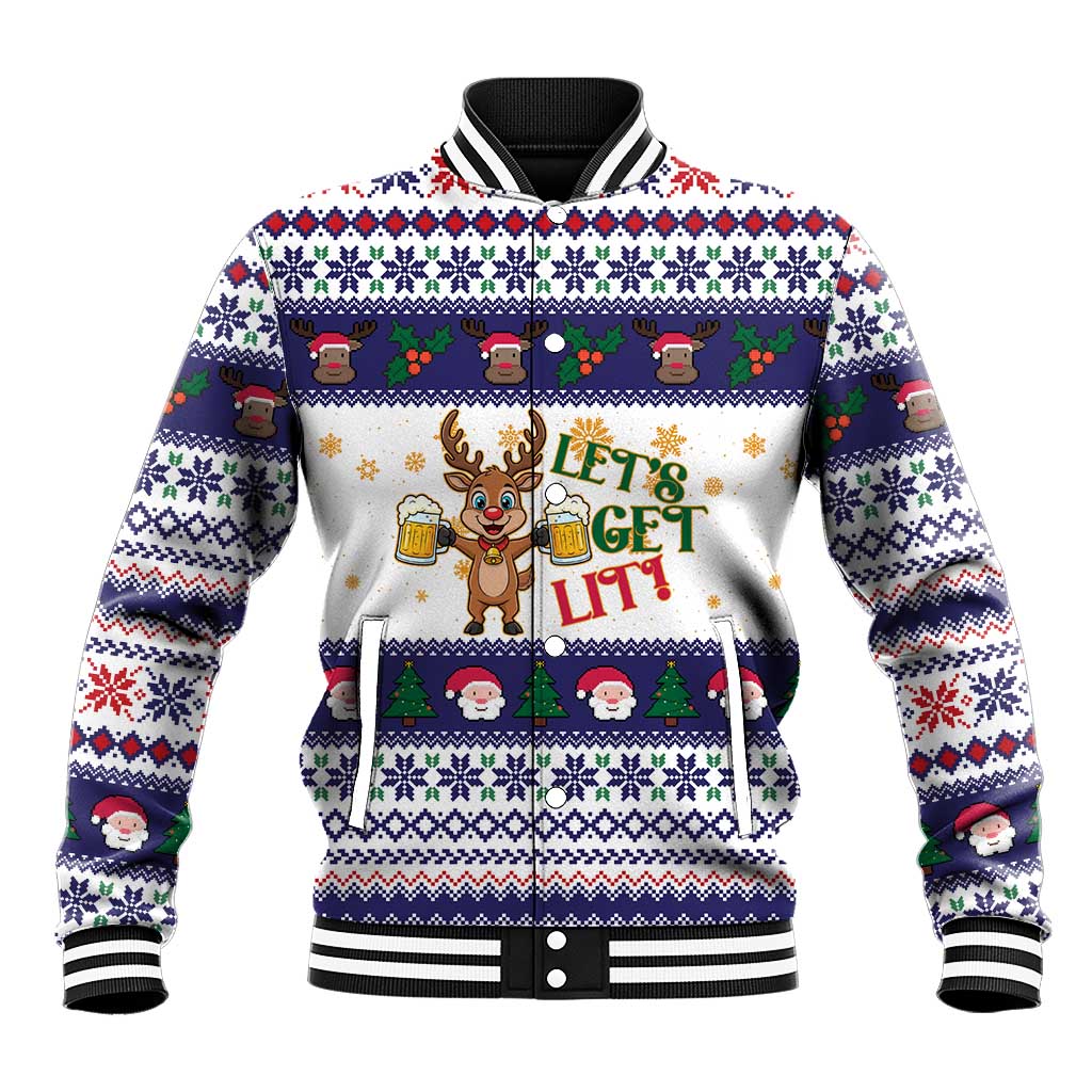 Reindeer Beer Christmas Baseball Jacket Xmas Holiday Patterns - Wonder Print Shop