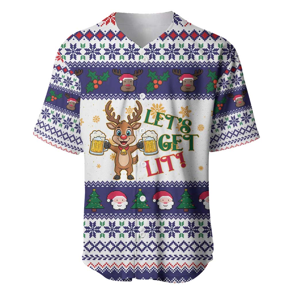 Reindeer Beer Christmas Baseball Jersey Xmas Holiday Patterns - Wonder Print Shop