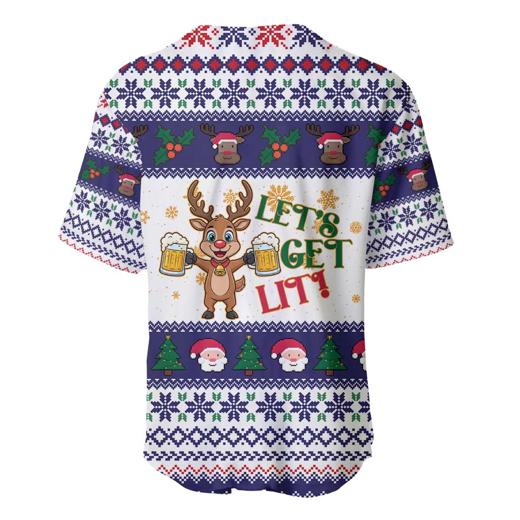 Reindeer Beer Christmas Baseball Jersey Xmas Holiday Patterns - Wonder Print Shop