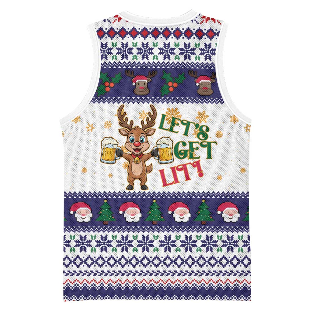 Reindeer Beer Christmas Basketball Jersey Xmas Holiday Patterns - Wonder Print Shop