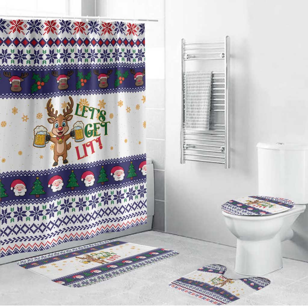 Reindeer Beer Christmas Bathroom Set Xmas Holiday Patterns - Wonder Print Shop