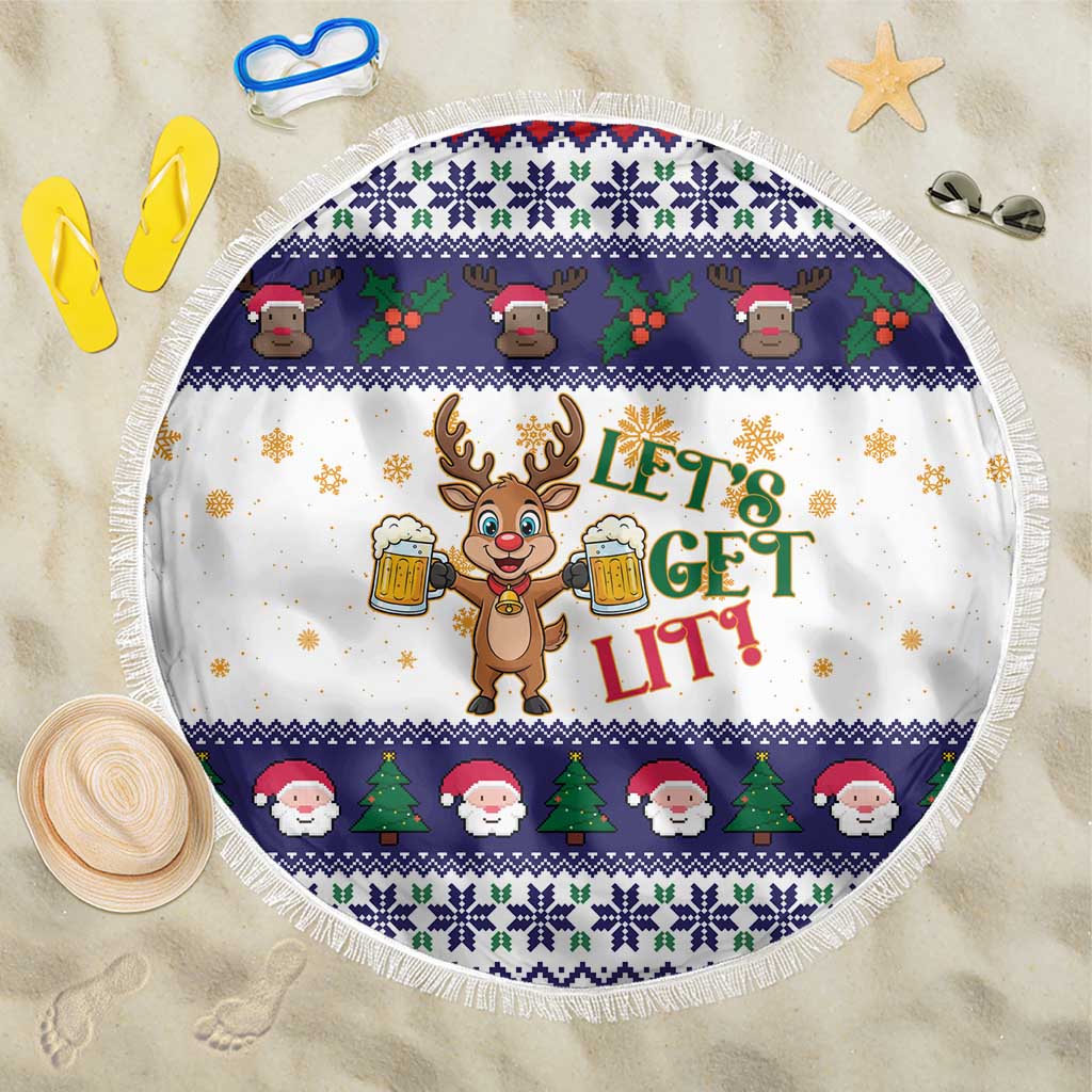 Reindeer Beer Christmas Beach Blanket Xmas Holiday Patterns - Wonder Print Shop