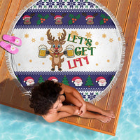 Reindeer Beer Christmas Beach Blanket Xmas Holiday Patterns - Wonder Print Shop