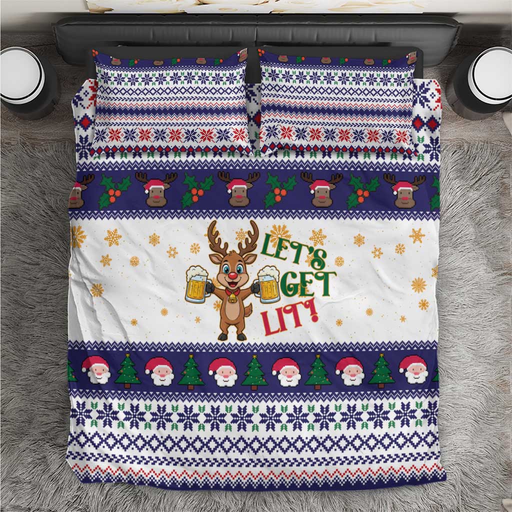 Reindeer Beer Christmas Bedding Set Xmas Holiday Patterns - Wonder Print Shop