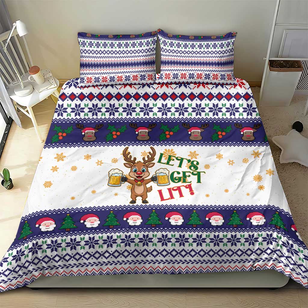 Reindeer Beer Christmas Bedding Set Xmas Holiday Patterns - Wonder Print Shop